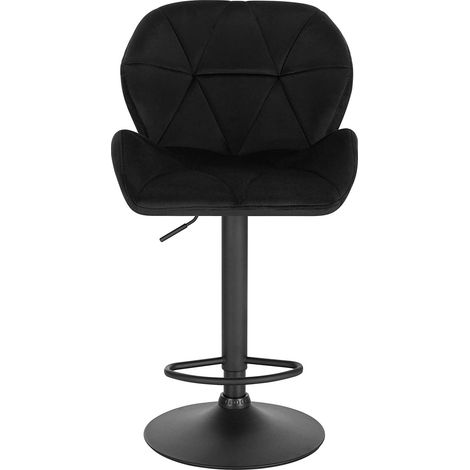 Woltu – Tabouret de bar réglable en hauteur – Siège en velours rembourré – Pied en métal chromé – Hauteur d'assise 60-82 cm – Rotatif 360°