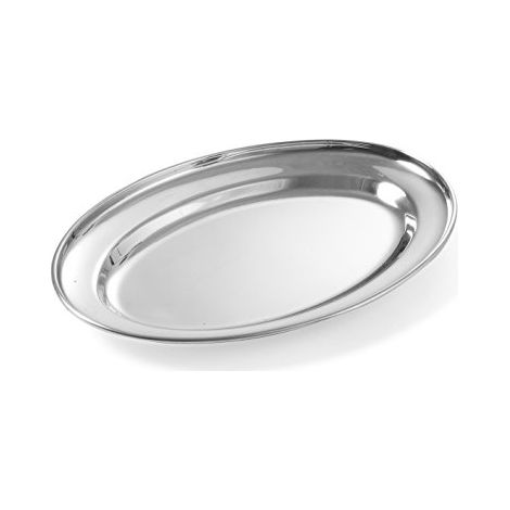 Vassoio in acciaio per carne e salumi, ovale, lunghezza 19 cm - Hendi 404003 (1/4)