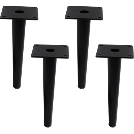 Sollbry Patas redondas y cónicas resistentes para muebles, armarios, sillas y mesas. Patas de metal con tornillos de montaje, altura 20 cm, color negro. (1/5)