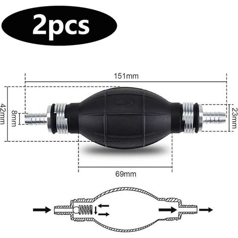 2Pcs Poire Amorcage Gasoil, 8mm Pompe Amorcage Gasoil, Pompe Manuelle Carburant Pompe Essence pour Transférer Le Gaz Carburant Diesel Eau Liquide Automobile Jardin Pompe (8 mm) (1/4)