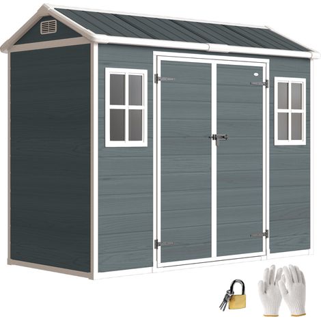 Abri de rangement 2,77 m², Cabane de rangement avec boisoptik 2 fenêtres porte double Belüftung Boden Schloss Handschuhe