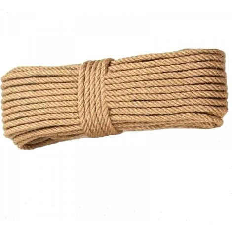 Corde de jute naturelle 10 mm x 10 m, idéale pour le jardinage, le bricolage et les griffoirs manuels pour chats (1/5)