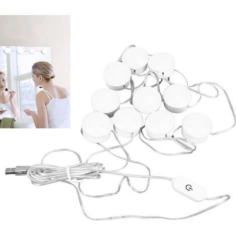 Applique murale pour miroir de salle de bain avec 10 ampoules LED, réglable sur 4 m, idéale pour l'éclairage de la salle de bain, du couloir, de la douche, des toilettes et de la coiffeuse. (1/5)