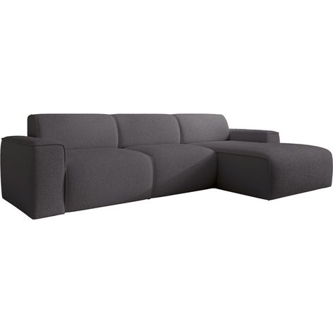 Selsey Bouvi – Ecksofa, Ottomane rechts, dunkelgrau, Bouclé (1/5)