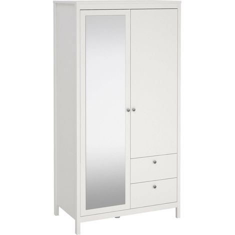 Dmora - Guardaroba 2 ante Lagertha, Mobile camera da letto, Cabina armadio portabiti, Armadio appendiabiti, 102x58 h199 cm, Bianco (1/5)