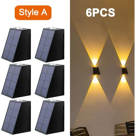 (Lot de 6) NOUVEAU : Lampes solaires murales LED extérieures étanches, compatibles avec les murs de jardin, les villas, les patios, les escaliers et les couloirs. (1/5)