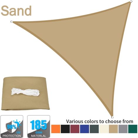 (Jaune sable, 2x2x2M) Voile d'ombrage triangulaire imperméable, protection UV 98%, convient aux jardins de pergola extérieurs. (1/5)