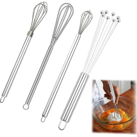 Set De 4 Pièces Fouet, Mini Fouet, Fouets Cuisine – Acier Inoxydable, Facile À Nettoyer Et Ustensile De Cuisine Polyvalent (1/5)