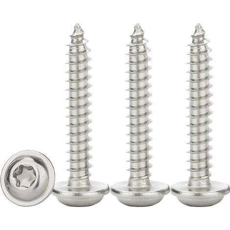 Vis à Tôle Autoperceuses M4x20mm,50 Pièces Vis Autoforeuse Torx avec Rondelle Acier Inoxydable A2 V2A Vis Bois à Tête Bombée Plate Dureté élevée,Entièrement Fileté