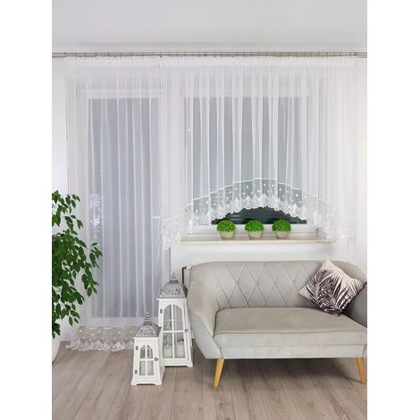 Ensemble balcon, voilages brodés 300x160 et 145x250cm (1/5)
