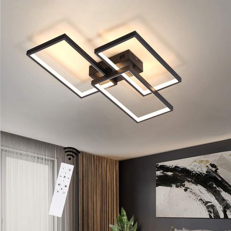 GBLY Plafoniera LED - Dimmerabile con Telecomando 63W Lampada da Soggiorno in Metallo Nero Design Moderno per Camera da Letto Sala da Pranzo Soggiorno Studio Corridoio Ufficio