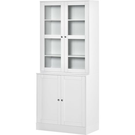 Bibliothèque murale blanche 2 étagères 76x40x178,5cm meuble rangement livres salon chambre couloir (1/4)