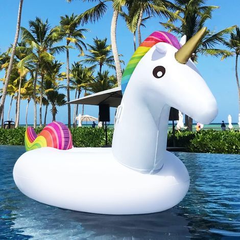 Ausilio per il nuoto a forma di unicorno, galleggiante gonfiabile per piscina, 250×140×110 cm, giocattolo gigante a forma di unicorno per il nuoto, sedia per il tempo libero per adulti e bambini - (1/5)