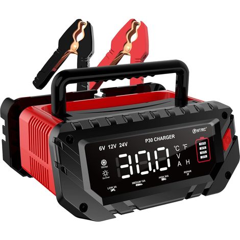 Chargeur de Batterie Voiture 30A, Chargeur Voiture 6V/12V/24V, Chargeur Batterie Voitures, Chargeur de Batterie pour Batteries au Lithium LiFePO4 Plomb-Acide(AGM, Gel, MF, EFB, SLA) (1/5)