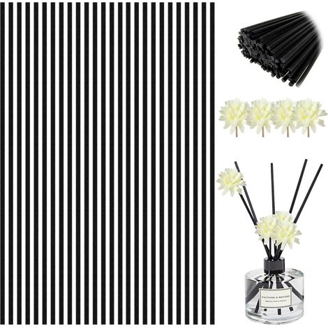 50pcs Roseau diffuseur Autocollant Set, 4 Fleurs, 23 cm diffuseur d'arôme d'huile Essentielle de Fibre Noire Home Office Spa Parfum décoratif Autocollants (1/5)