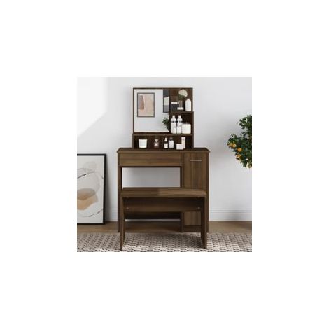 Coiffeuse avec miroir Chêne marron 86,5x35x136 (1/5)