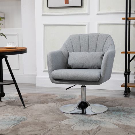Fauteuil de salon chaise relax fauteuil de chambre grand confort - gris - coussins lombaires hauteur réglable pivotant 360° piètement