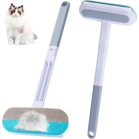 Lot de 2 brosses 4 en 1 pour enlever les poils d'animaux (chats et chiens) et nettoyer les vêtements, la literie et le canapé.-AquaForge (1/5)