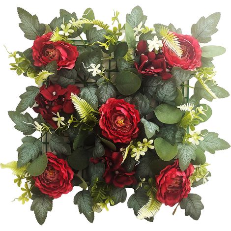 Künstliche 3D-Pfingstrosen-Wandpaneel, 35 cm, Blumendekoration für Hochzeiten, Partys, DIY-Dekorationen, rote Rose (1/2)