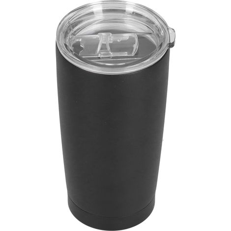 Mug isotherme à double paroi de 590 ml avec couvercle, idéal pour la maison, le bureau et les voyages. Couleur : noir. (1/5)