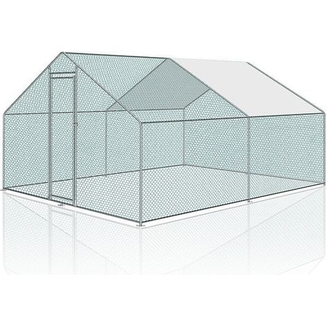 SWANEW Hühnerstall Freilaufgehege XL mit Schloss Außengehege Verzinkter Stahl Kleintierstall Kleintiergehege Geflügelstall 3x6x2m (1/5)