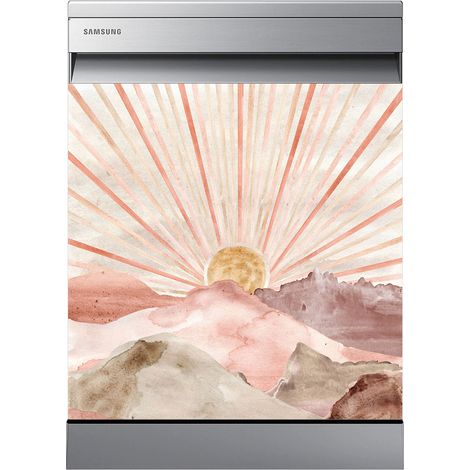 Stickers Lave vaisselle - Paysage boho - 60x60 cm - Adhésif BRILLANT (1/2)