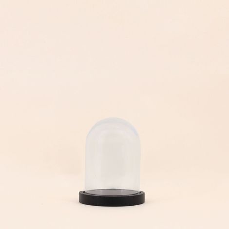 Cloche bougie en verre et bois 17x14cm
