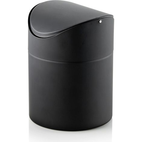 Poubelle de table 1,2 ltr Ø 12 cm couvercle basculant noir revêtu poudre - Was Germany (1/2)