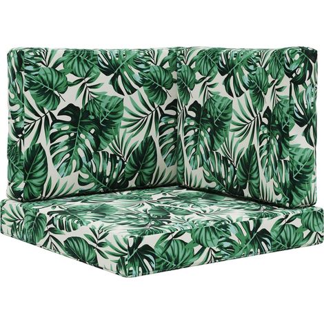 Coussin de canapé d'extérieur 3 pcs Motif feuille Polyester