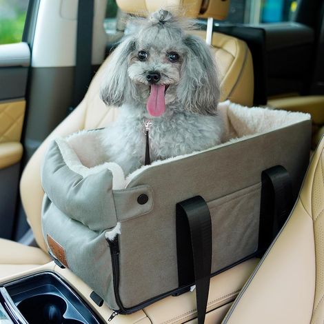 Siège Auto pour Chien Chat, Siège d'auto pour Chiens de Petite Taille avec Ceinture de sécurité Stable, Siège rehausseur de Voiture Amovible et Lavable, Console Centrale pour Chiens et Chats (1/5)