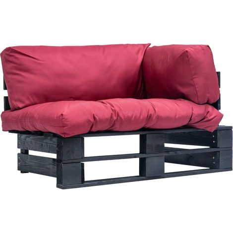 Outdoor-Sofa Paletten mit Kissen in Rot Kiefernholz (1/5)