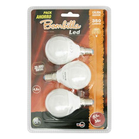 Set 3 pz.lampadine a LED G45.E14.4.5W.DIA 81.166/DIA Electro Dh 8430552147199