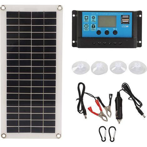 Pannello solare policristallino da 10 W - Doppia porta USB, per moto/barca/trattore, con regolatore da 10 A (1/5)