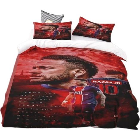 Parure de lit Neymar 3 pièces, housse de couette et 2 taies d'oreiller incluses, microfibre, cadeau 90 x 190 cm (1/5)