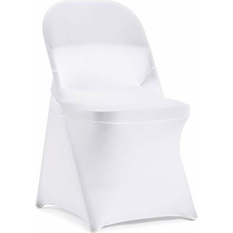 Housse de chaise pliante en élasthanne extensible pour les événements de banquet de mariage (blanc, 6 pièces) (1/5)