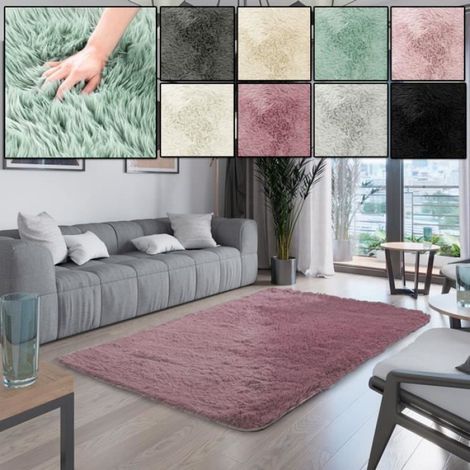 Tapis Shaggy - Diamètre 90 cm - Poil 6 cm - Antidérapant - Beige (1/3)