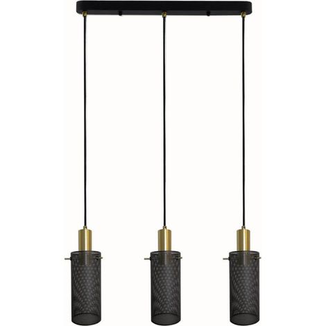 Suspension Tirana 3xE27 noir/or métal Light Prestige (1/3)