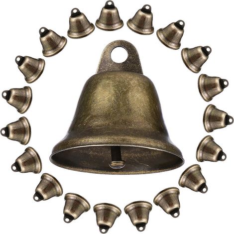 Supvox Lot de 20 cloches en cuivre de 38 mm, clochettes à main en métal au son clair, à suspendre pour la décoration de fêtes
