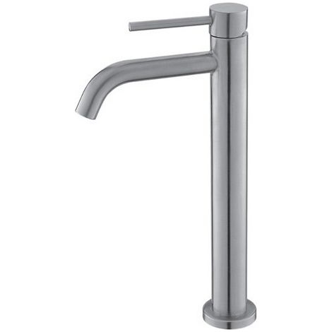 Miscelatore lavabo alto linea curva in acciaio inox satinato KAM-ARTE SATINATO kamalu