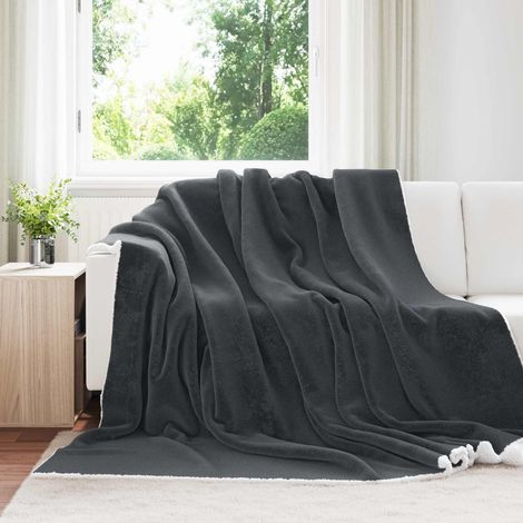 Überwurfdecke Dunkelgrau 220 x 240 cm Fleece