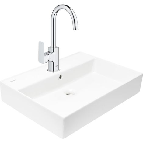 Dice grifo de lavabo 1/2' con palanca táctil, tamaño L + lavabo Swiss Aqua Technologies 60,5x46,5 cm (1/5)