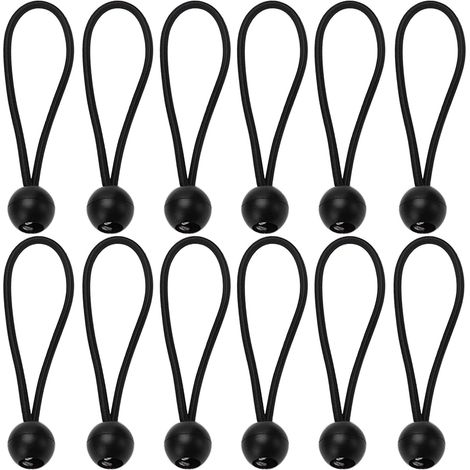 12 pezzi tenditori per teloni con sfera, fascette, tenditore elastico, tenditore in gomma per supporto teloni, striscioni, imbracatura di estensione per tende, 15 cm (1/5)