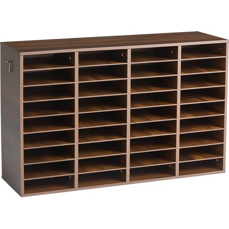 VEVOR Organizador de Documentos de Madera 36 Compartimentos de Escritorio, Almacenamiento de Archivos para Oficina Estudio Escuela, Estantes Ajustables, 950 x 290 x 600 mm, Tamaño A4, Color Marrón (1/5)