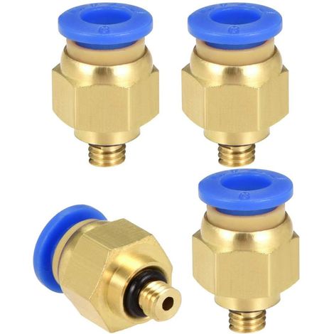 Lot de 4 Raccords pneumatiques M5, Tube 6 mm, Laiton, Rotation 360 degrés, Compresseur (1/5)