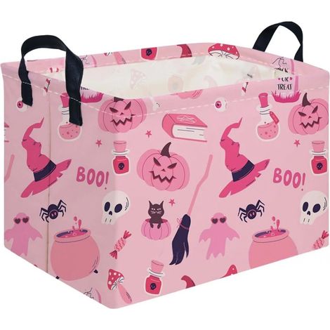 Panier de rangement fantôme d'Halloween, panier à linge pliable avec poignées, coffre à jouets pour chambre d'enfant, décoration intérieure 15-35 x 25 x 25 cm (1/5)