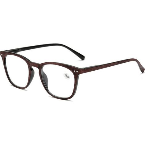 Lesebrille, quadratische Retro-Brille in Holzoptik für Senioren