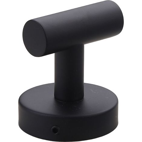 Gancho de pared individual de acero inoxidable de Amazon para abrigos y sombreros, no requiere taladrar, para baño, juego de dos piezas negras. (1/2)