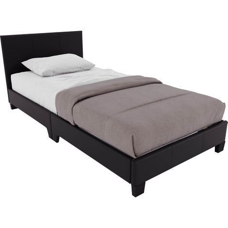 Lisbon 3ft Single Faux Leather Bed Frame, 90 x 190 cm, Black