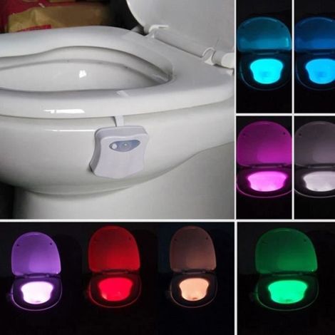 Lampe de Toilette - LED - 8 Couleurs - Détecteur de Mouvement - Alimentée par Piles - Intérieur (1/4)
