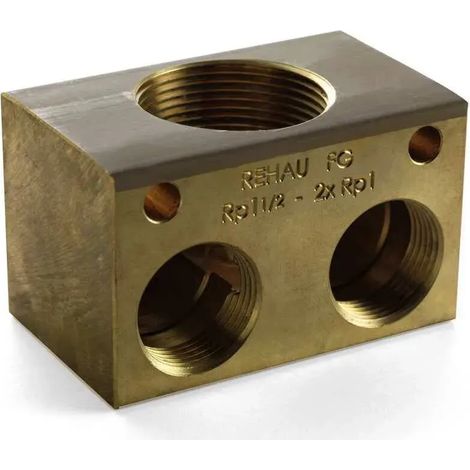 REHAU Distribuidor doble Rp 1 1/2 - Rp 1, 90 grados, 13045731001